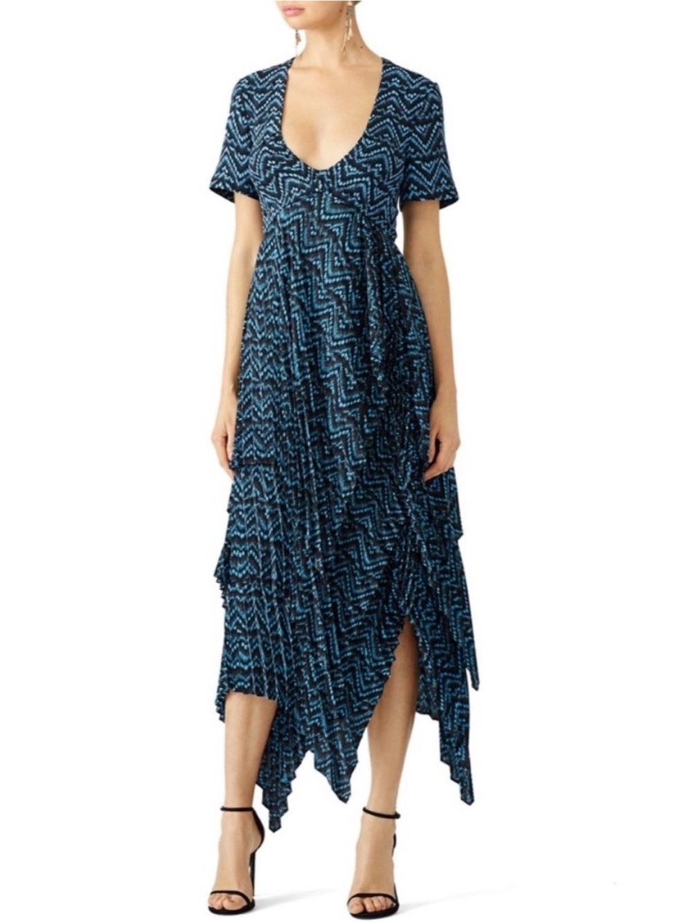A.L.C. Silk Kylia Accordion Pleated Scoop Neck Maxi Dress size 2